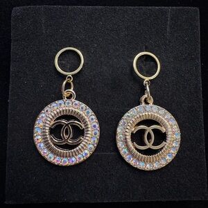 CHANEL Gold-Tone Crystal Circle Drop Earrings